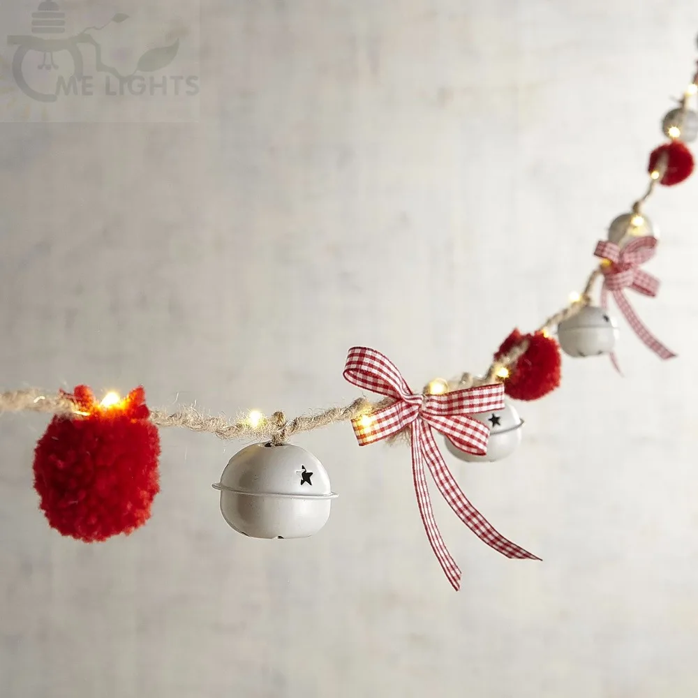 Pom & Jingle Bell 5M Christmas Fairy Lights Micro silver string lights