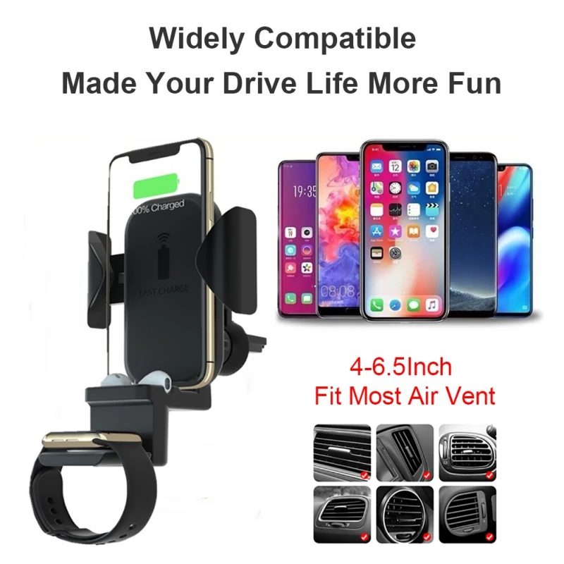 Car Mount Stand Wireless Charger For iPhone XS Max XR X Galaxy S10 / S10 + / S9 Car Mount Wirless Quick Charging Air Ventilation