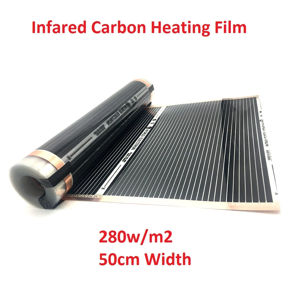 Все размеры 280 w/m2 инфракрасный AC220V углерода напольного отопления плёнки Энергосберегающие теплый коврик