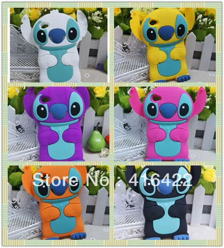 5pcs/lot Freeshipping 3D Multicolor Lilo Stitch Cute Cartoon Silicone Cover Case for iPod Touch 4 4G i touch 4g |