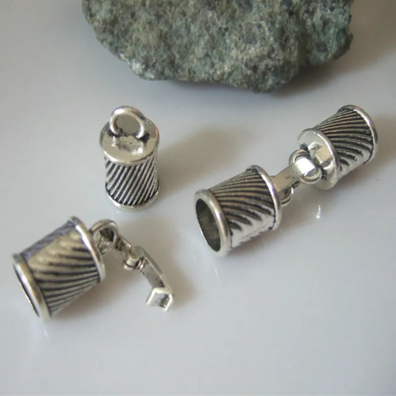 5 Pcs Fashion Jewelry Antique Silver Tone End Caps Of Snap Zinc Alloy Bracelet Clasp For 7mm