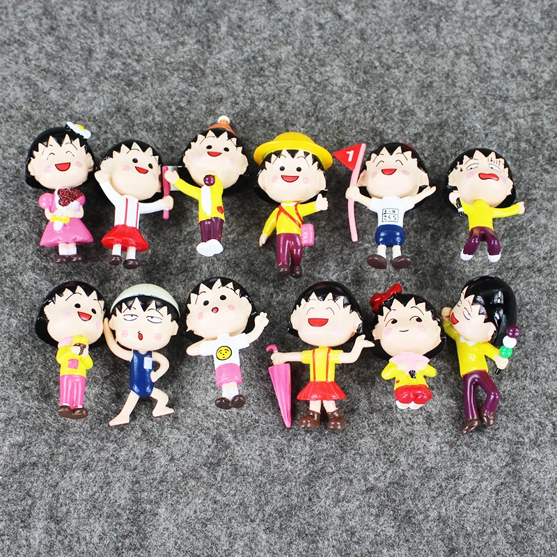 12 шт./компл. Аниме Chibi Маруко тян Сакура момомоко Фигурки ПВХ Мультяшные куклы