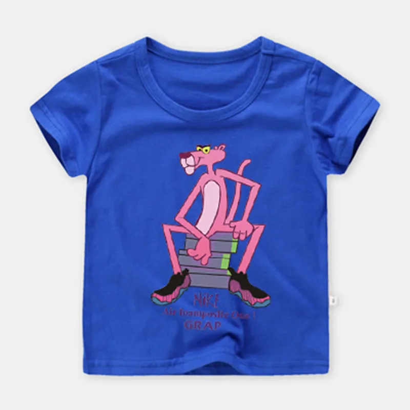 Moggi Cat 2019 Summer Boys Clothes Sport Suit Pink Panther Short Sleeve Children's Clothing Top Tee Boys Girls Clothes (9)
