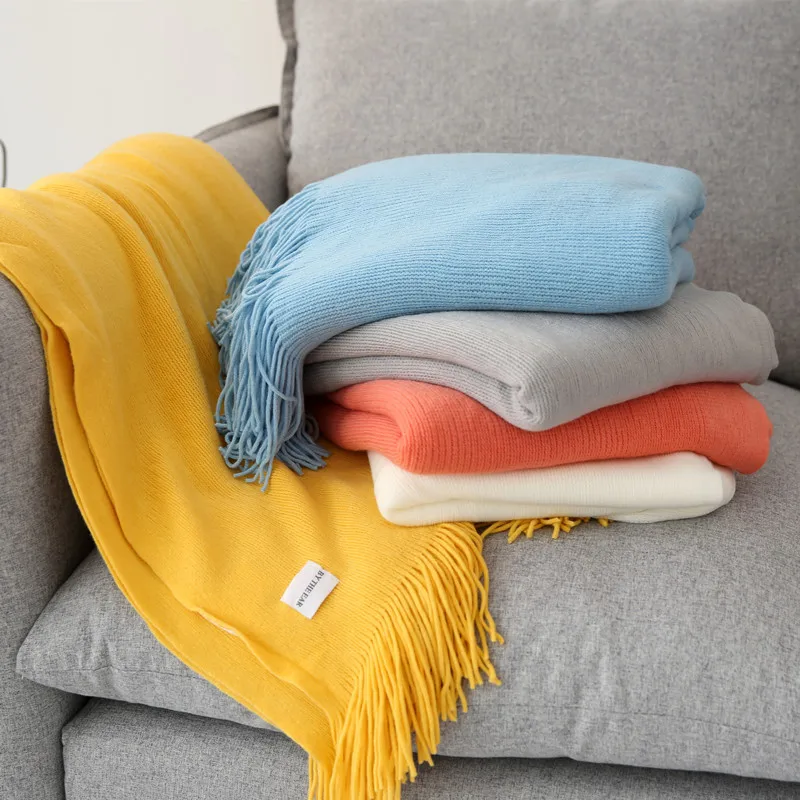 Handmade Acrylic Blanket Acrylic Knitted Blanket Blankets Sofa