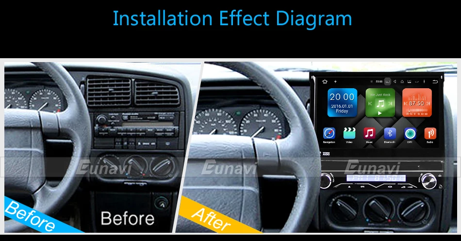 Cheap Eunavi 1 Din Android 9.0 Quad Core Car DVD Player For Universal GPS Navigation Stereo Radio WIFI MP3 Audio USB SWC PX3 26