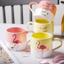 Шикарный порошок белая керамическая кружка с Фламинго утренняя кружка молоко чай кофе для завтрака фарфоровая Подарочная кружка для влюбленных кухонные инструменты 1 шт