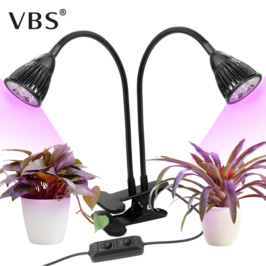 

Growing Lamps Dual Head Led Grow Light with Holder Clip 220V 10W Full Spectrum Fitolampy EU/US Plug Lamp For Plants Hydroponics