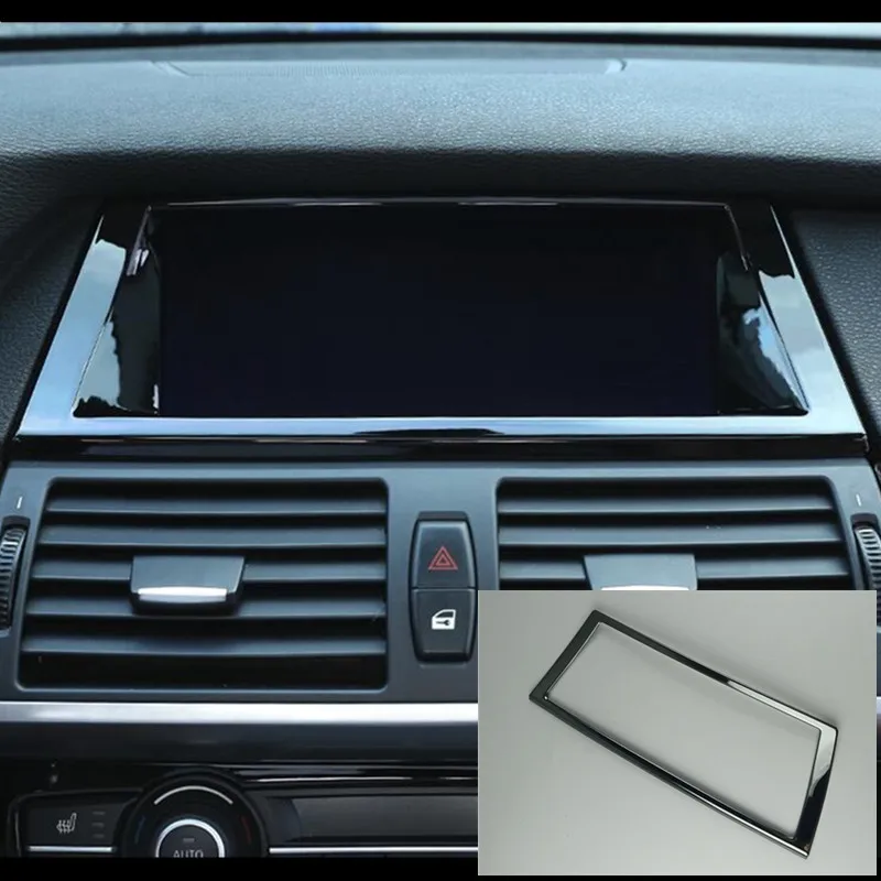 

Black Center Console Navigation Frame Decoration Cover Trim For BMW X5 E70 X6 E71 2008-2014 Stainless Steel Car Styling