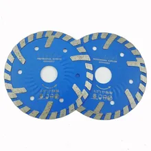 

DIATOOL 2pcs 4.5" Hot pressed Diamond turbo Blade with Slant protection teeth stone concrete granite marble masonry Cutting disc