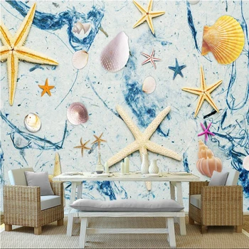 

Custom Wall Papers Home Decor Shell Conch 3d Wallpaper Walls Environment Friendly TV Background 3d Wallpaper for Living Room