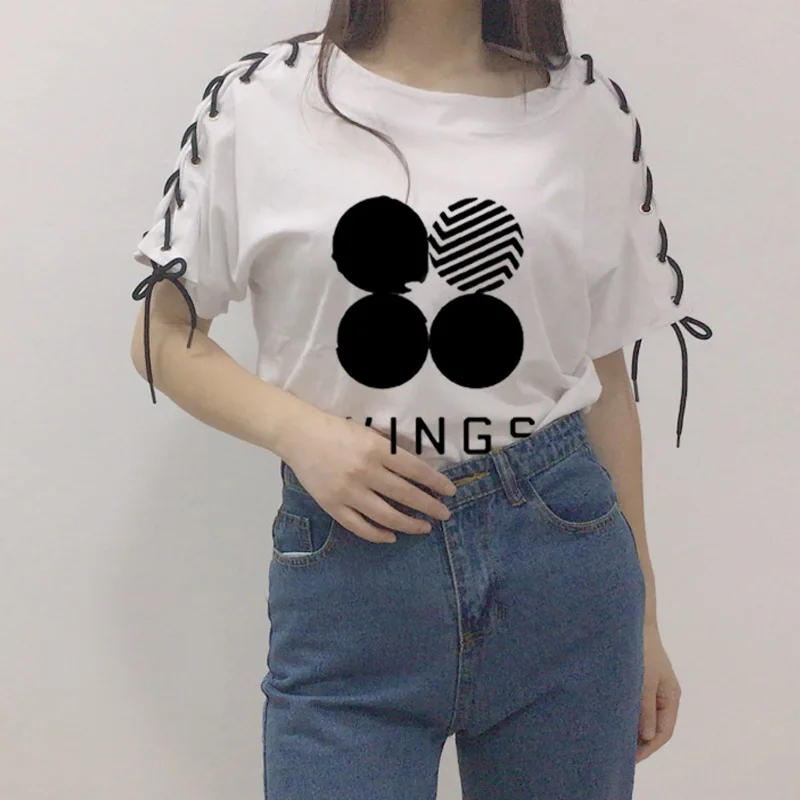 

Kpop Bangtan Boys Same Tshirt WINGS JIMIN JUNGKOOK SUGA Cotton Short Sleeve Fashion Unisex Summer Tops