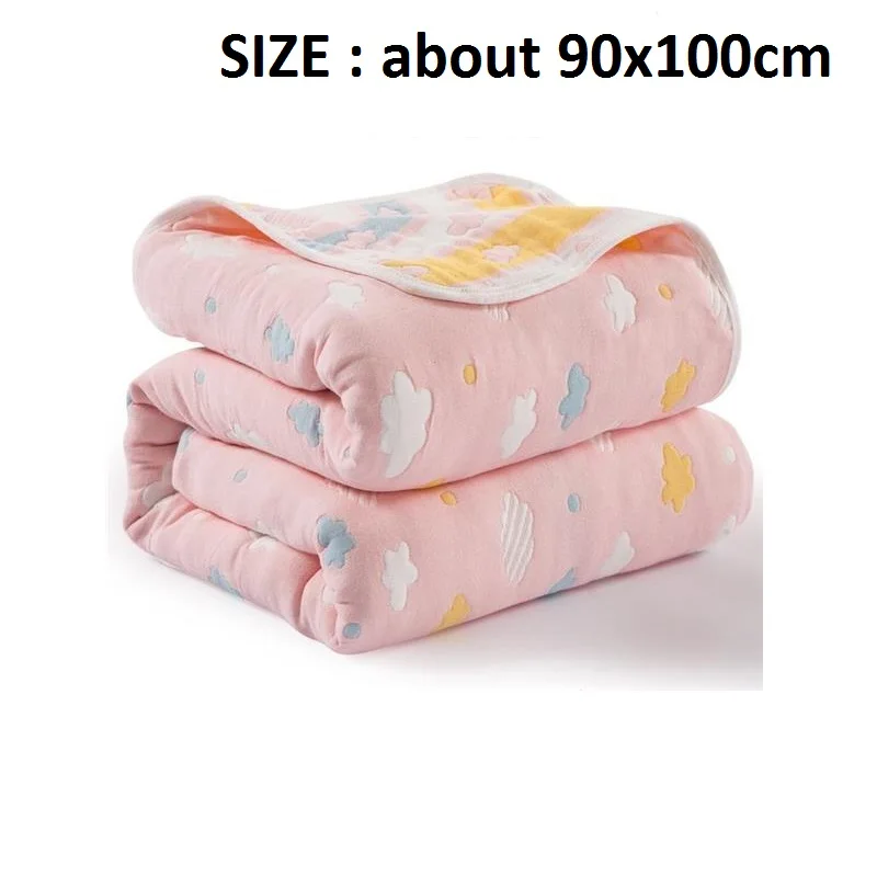 pink cloud90x100cm Многофункциональное детское одеяло, шестислойное Хлопковое одеяло, Пеленальное Одеяло для новорожденных, дышащее влажное одеяло для сна, диванное одеяло для отдыха покрывало для сна - Цвет: pink cloud90x100cm
