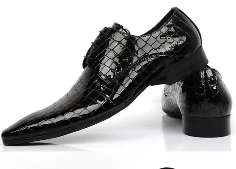 

2016 On sale men  crocodile leather dress shoes pointed toe lace up men shoes spring autumn fashion male 2 styles shoes