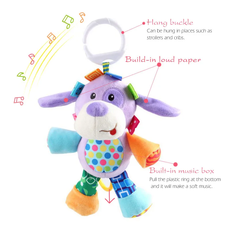 Brinquedos do Bebê Educativos para Recém-nascidos Meses Animal Chocalho Apaziguar Boneca Bonito Elefante Leão Sapo Cão Brinquedos Bebês Música Móvel 0-12 5 brinquedos educativos para recém-nascidos bebês música móvel