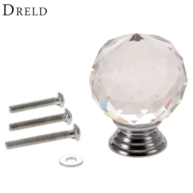 Best Price DRELD 1Pcs 40mm Clear Diamond Crystal Glass Pull Handle Cabinet Drawer Door Knob Kitchen Furniture Handle with 22/25/30mm Screws Best Price DRELD 1Pcs 40mm Clear Diamond Crystal Glass Pull Handle Cabinet Drawer Door Knob Kitchen Furniture Handle with 22/25/30mm Screws