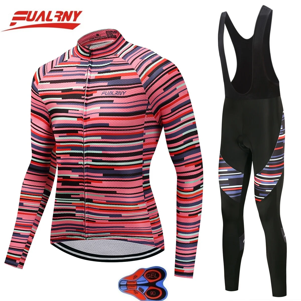

2019 Team FUALRNY Red stripe Long sleeve Ropa Ciclismo Cycling Jersey sets/Autumn Mountian Bicycle Clothing Bike Clothes For Man