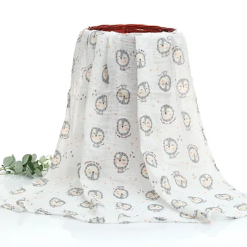 

120*110cm 2 Layers 100% Muslin Cotton Baby Swaddling Soft Baby Blankets Newborn Baby Towel with Milestone Blanket