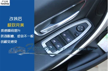 

4pcs/lot Stainless Steel Car Interior Door Window Switch Lift Panel Trim Cover For BMW 3 Series F30 320i 328i 2013 2014 2015 16