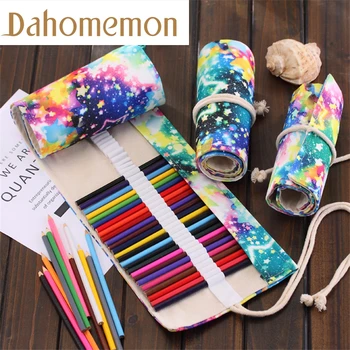 

36/48/72 Hole Handmade Creative Starry sky hand painted School Curtain Pencil Bag bundled pencil Volume bag Curtain Case Color