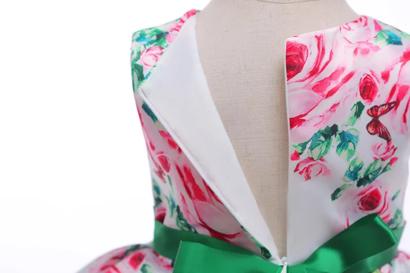 Girls Printed Rose Dress Elegant Baby Girls Dresses For Kids Clothes Wedding Party Princess Ball Gown Birthday Evening Dress (7)