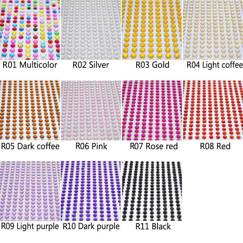 900 шт./компл. 4 мм, Фурнитура для бижутерии, самоклеющаяся наклейка телефон ПК арт Bling акриловые кристаллы-стразы Скрапбукинг Стикеры s стены автомобиля Стикеры