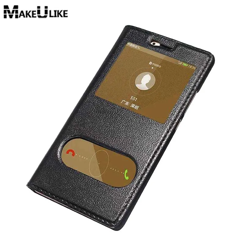 

Window View Flip Case For Huawei P9 Lite P9lite Luxury Genuine Leather Shell Phone bags Cases For Huawei P9 Lite Cover