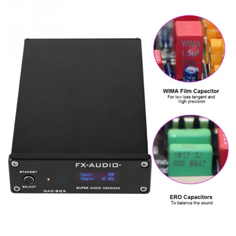 FX-Audio DAC-SQ5 Mini Hifi USB DAC Audio Decoding Headphone Amplifiers Amplificador Decoder PCM1794 AK4113 SA9027 24BIT 192KHz |