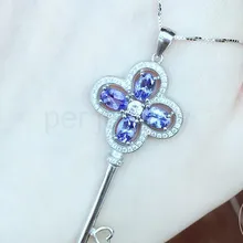 Подвеска из танзанита,, настоящий натуральный Танзанит, серебро 925 пробы, ювелирный ключ, стили 0.45ct* 4 шт, драгоценные камни# T15071504
