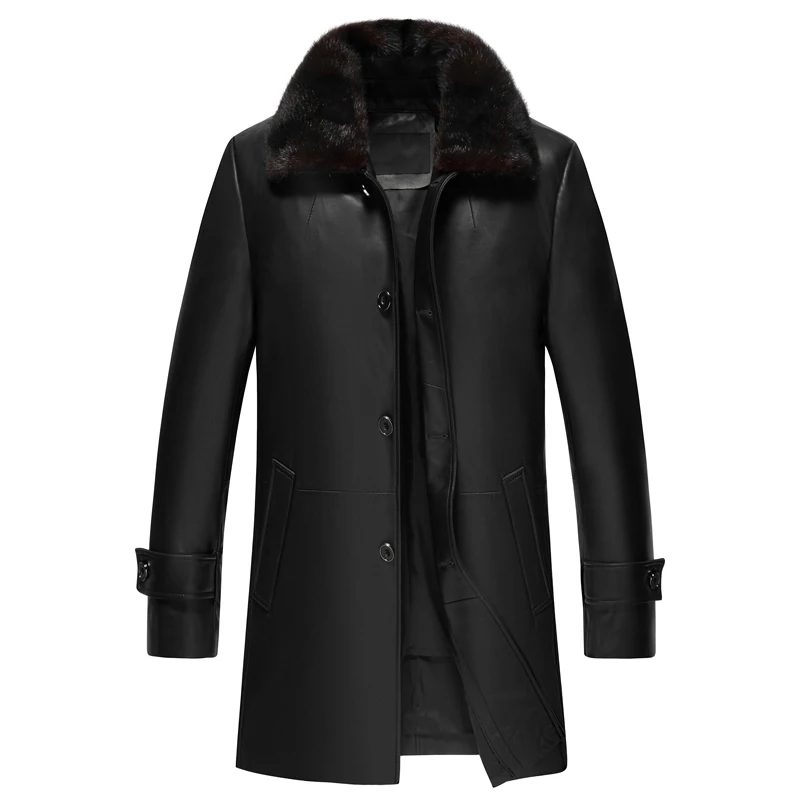 

Long Style Leather Coat Men Real Leather Jacket Down Sheepskin Coat Real Genuine Leather Jacket Men jaqueta de couro 2018 New