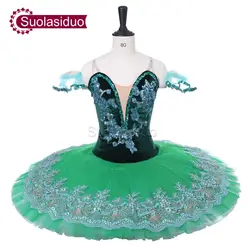 Новое поступление для взрослых темно-зеленый Профессиональный сценическое балетное костюмы с пачкой Для женщин балет, танец Apperal балетная