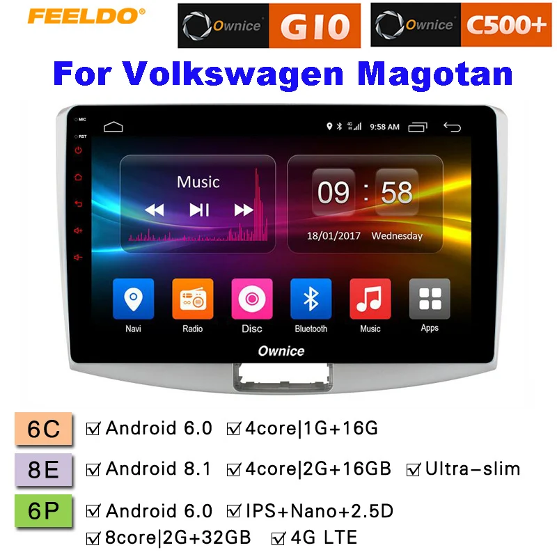 

FEELDO 10.1" 2.5D Nano IPS Screen Android 6.0 Octa Core/DDR3 2G/32G/4G LTE Car Media Player For Volkswagen Magotan 2012-2016