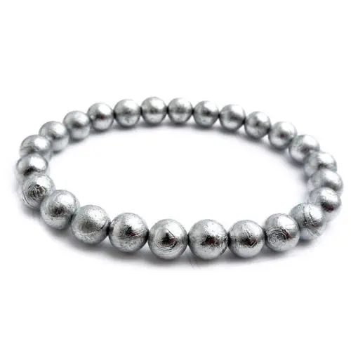 

Genuine Natural Gibeon Meteorite Moldavite 6mm Round Beads Bracelets Bangle Stretch Crystal Beads 925 Silver 30 Beads