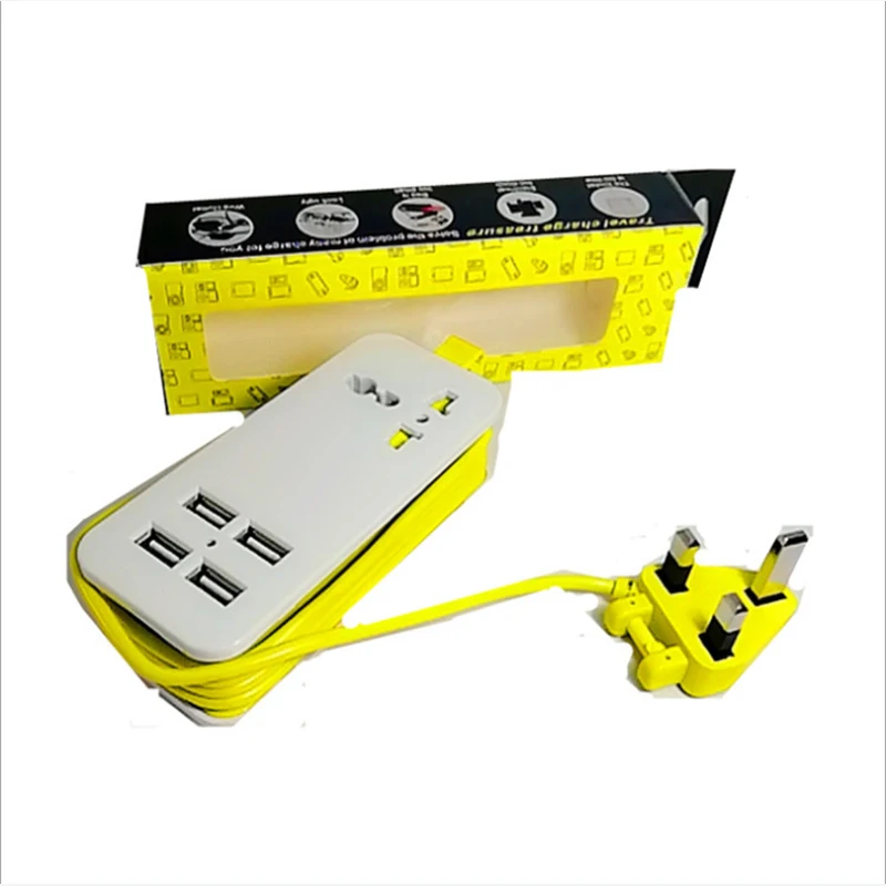 

British Standard 4 USB Universal Hole Socket Extension Line 1.5M Intelligent Fast Charge 2.0A Multi-function Socket