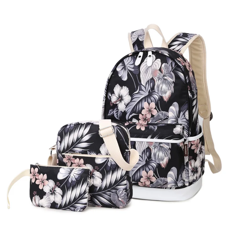 

ecoparty Backpack Women Flower Printing Backpack Waterproof Canvas Backbag School Bags for Teenagers Girls Laptop Rucksack