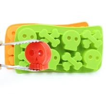 Скрещенные кости череп производитель кубиков льда Силиконовый поднос форма холодный производитель Хэллоуин вечерние конфеты бар аксессуары летние гаджеты