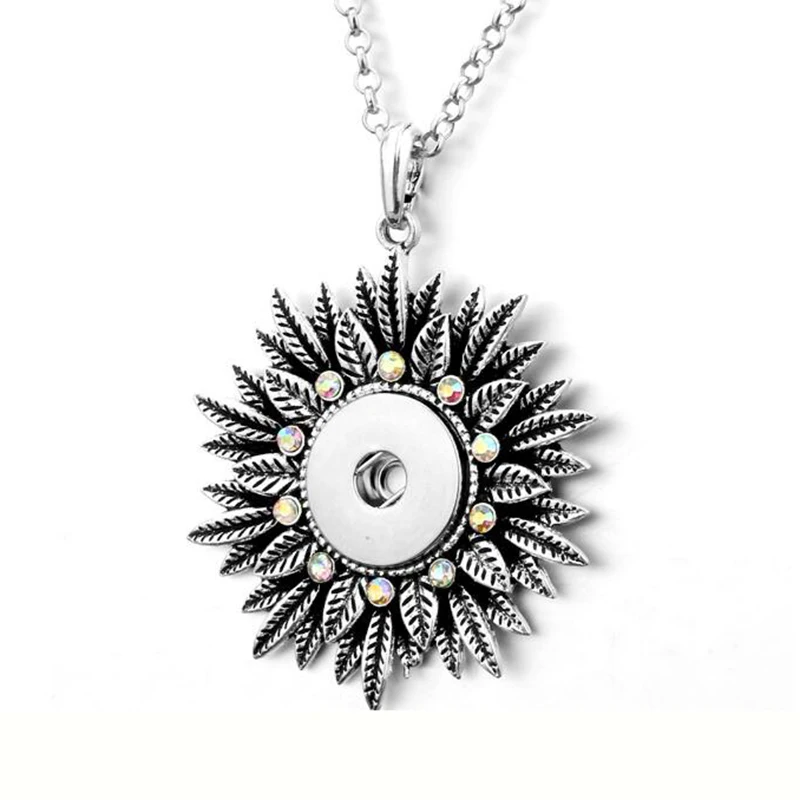

Fashion Snaps Jewelry 18mm Flower DIY Snap Button Pendant Necklace For Women Charms Gift
