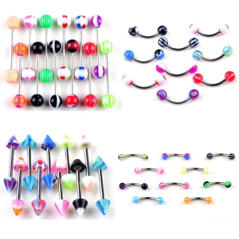 Mix Piercing Wholesale 200Pcs/lot Stainless Steel Arcrylic Eyebrow