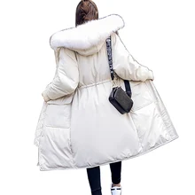 Зимняя куртка женская белая куртка на утином пуху новая парка Женская длинная пуховая куртка пальто с женская теплая куртка с капюшоном большого размера