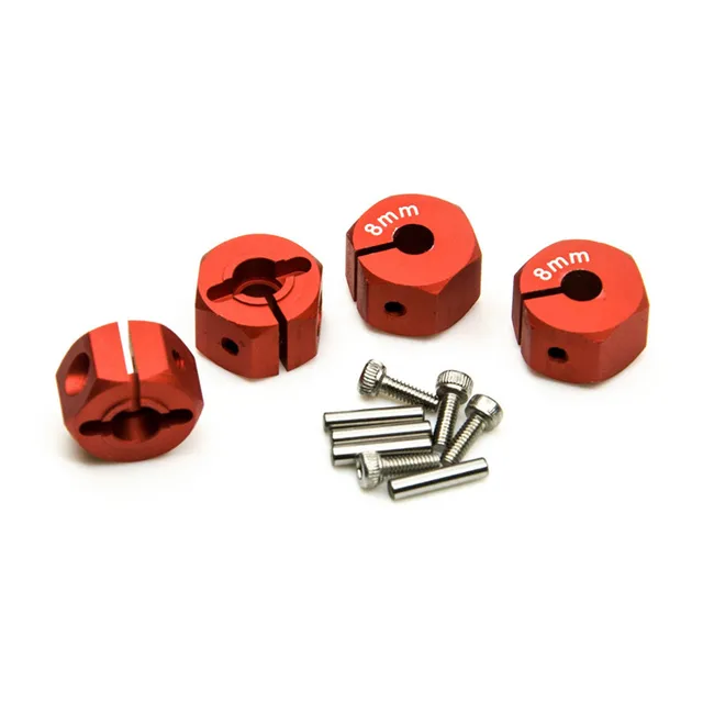 Cheap 12mm Aluminum Hex Wheel Hub 8mm Thickness Mount and Pins Universal RC Car Accessories Cool Red