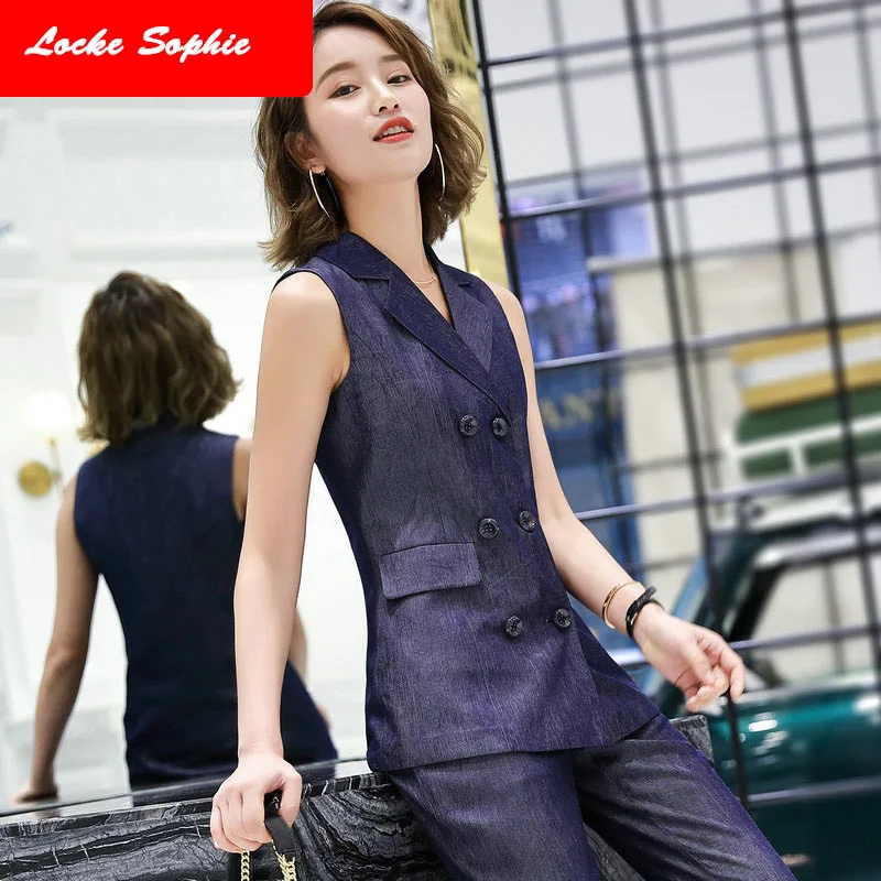 Women's Plus size Blazers coats 2019 Summer cotton blend Sleeveless Small Suits jackets ladies Skinny Office Blazers Suits coats