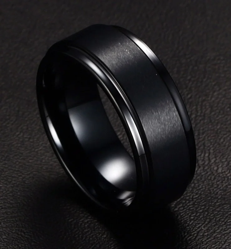Модные мужские ювелирные изделия кольцо из нержавеющей стали ювелирные изделия кольцо из вольфрама мужские черные модные вечерние металлические кольца