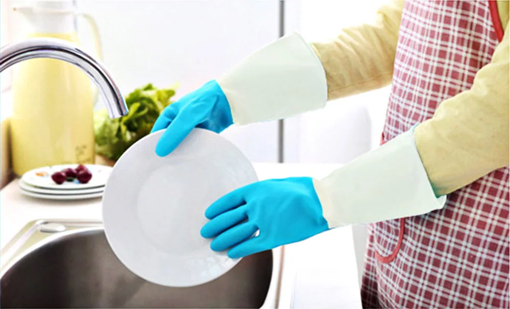 Washing Protective Gloves Waterproof Kitchen Gloves Rubber Latex (14)