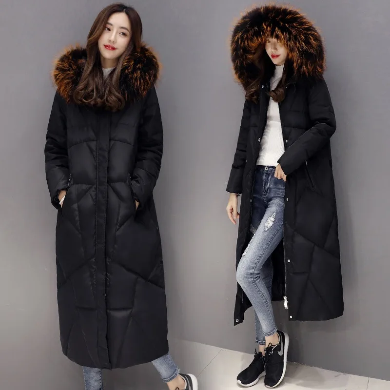 Hiver Clair À vert Le Capuche Bas Noir Épaississement Genou Arrivée 2018 Vers D'hiver Femme Cheveux Longue Grand Nouvelle Manteau Veste Col x0p1fIqR