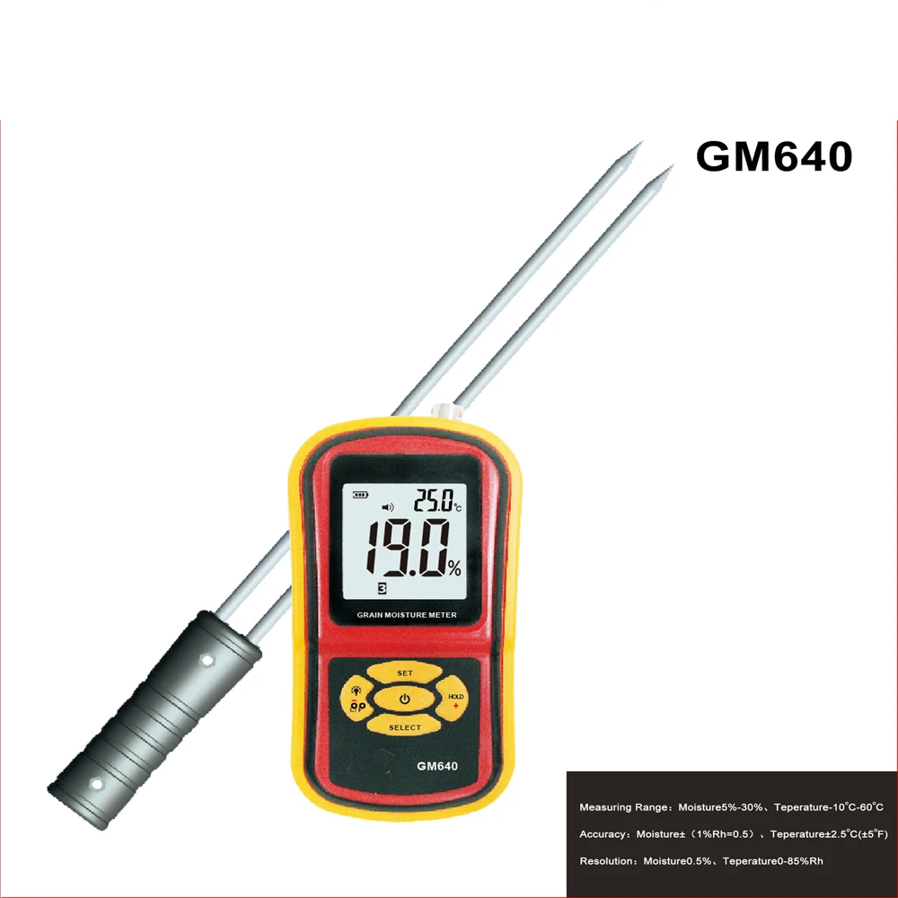 GM640 Digital Grain Moisture Meter with Probe needle for Corn Wheat