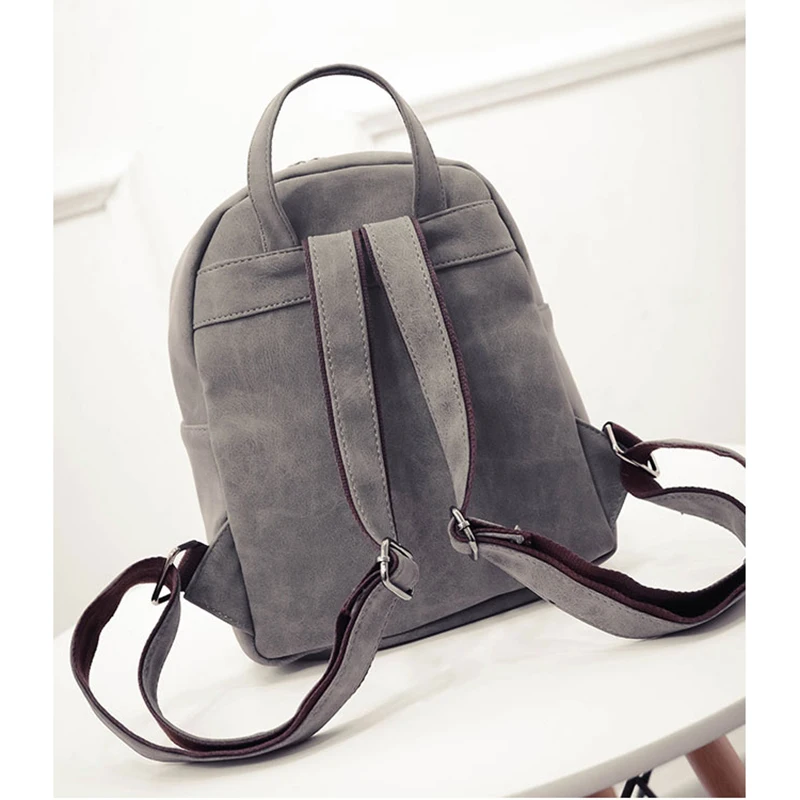  2019 Woman Casual Bag Vintage rivet design small PU leather travel bags for teenage girls school Mi - 32708275027