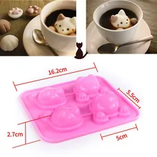 ФОТО lebei 4 holes coffee decoration lovely cat modeling handmade cotton candy rice ball mold chocolate ice cream cake silicone mould