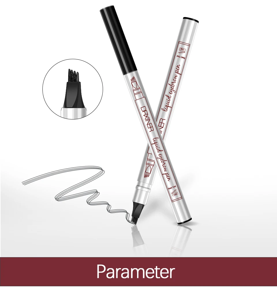 Drxiner, 4 головки, маркер для бровей, карандаш, водонепроницаемый, микроблейдинг, для бровей, тонкая татуировка, ручка, тени для бровей, макияж, карандаш для бровей