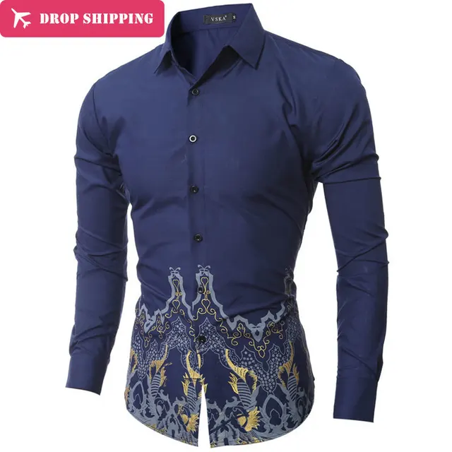 DropShipping Camisa masculina 2017 Men's Fashion slim Fit casual shirt ...