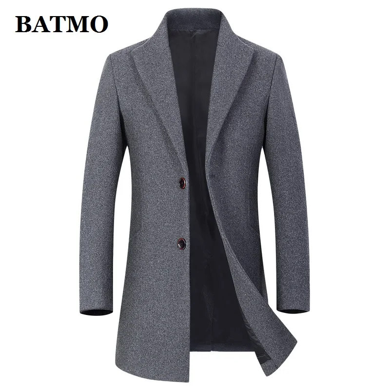 BATMO Новое поступление осенний высококачественный шерстяной Повседневный Тренч для мужчин, мужские шерстяные куртки, большие размеры M-4XL 1909 - Цвет: Серый
