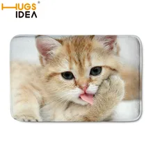 HUGSIDEA милый ковер с принтом кота модный фланелевый нескользящий ковер для ванной двери гостиная детская комната 59x40 см Прихожая коврик для комнаты